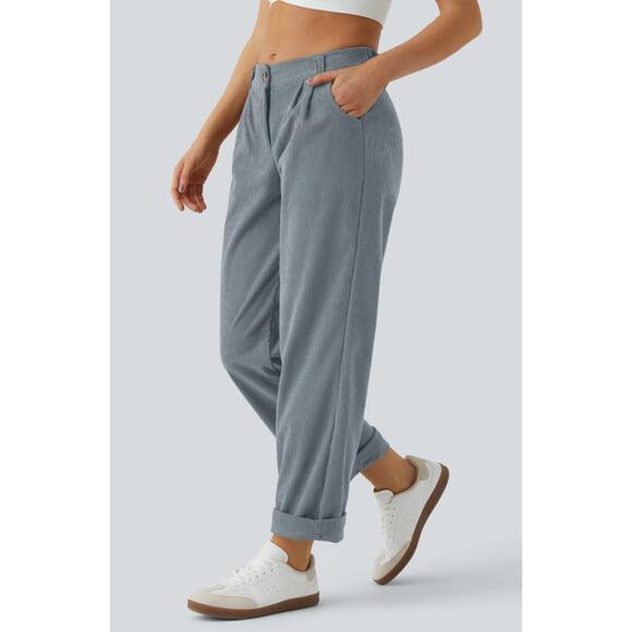 Halara Pants Corduroy Pleated Trousers Relaxed Baggy Casual Spring Essential - Picture 2 of 8